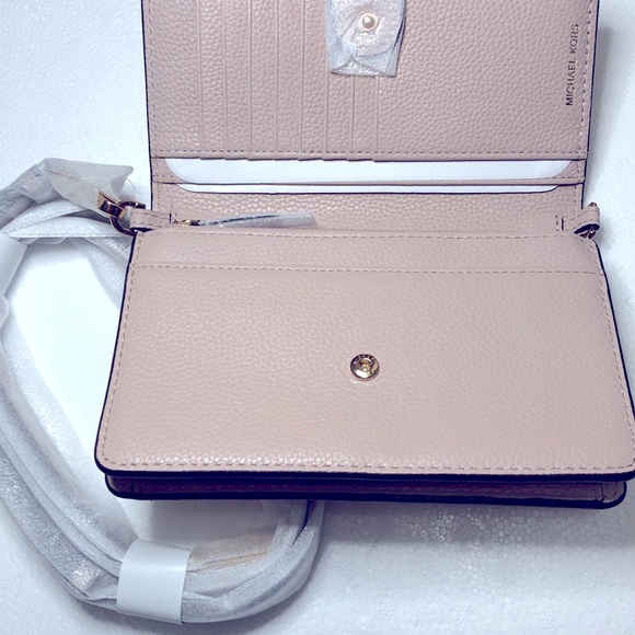 🌸 NWT MICHAEL KORS MOTT PEBBLE PHONE CROSSBODY SHOULDER BAG PINK SOFT - Picture 3 of 6